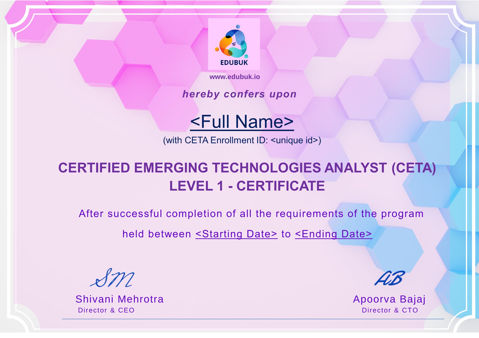 CETA Certificate Sample